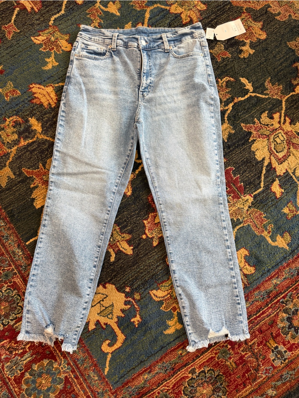 Time and Tru Light Blue Skinny Jeans with Frayed Hem